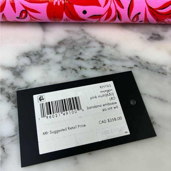 NWT Kate Spade Rare Boutique Bandana Embossed Floral Pink Morgan Zip Wallet - Picture 7 of 7